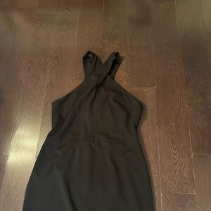 Elegant Black Halter Dress. Crisscross at neck. Perfect for cocktail dress.